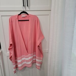 Denim & Co Active Knit Stripe Poncho Size 2X/3X